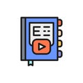 Online e-book, e-learning flat color line icon. Royalty Free Stock Photo