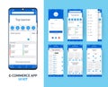 Online e-commerce app UI kit for responsive mobile app with different GUI layout including Login, main page, categories ,