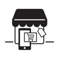 Online E-commerce icon set, smartphone, cart, shop. Vector illustrator Royalty Free Stock Photo