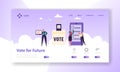 Online E-voting Registration Concept Landing Page. Man Voting in Democracy Government Electronic Election