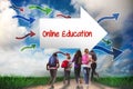 Online education against road leading out to the horizon Royalty Free Stock Photo