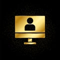 online, education, avatar gold icon. Vector illustration of golden particle background. isolated vector sign symbol - Education Royalty Free Stock Photo