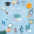 Online education back to school objects graduation concept Royalty Free Stock Photo