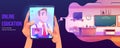 Online education banner, distance study at home Royalty Free Stock Photo