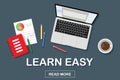 Online education banner, training courses, e-learning. The slogan is easy to learn. Idea for a banner or a site. Vector Royalty Free Stock Photo