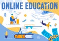 Online Education Banner, Young Learning Woman