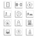 Online education and business vector icon set. Home schooling vector. Home working vector icons