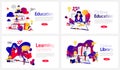 Online education courses banner set. Online library and e-learning system Royalty Free Stock Photo