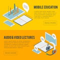 Online education courses isometric computer art