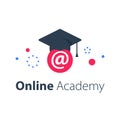 Online education, distant learning, internet academy, web university