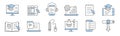 Online education doodle icons, isolated elements