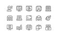 Online education and e learning icons set simple line design Royalty Free Stock Photo