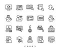 Online education and E-learning line icon set