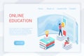 Online education, elearning isometric landing page vector template Royalty Free Stock Photo