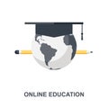 Online Education flat icon design concept Royalty Free Stock Photo
