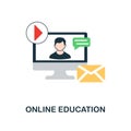 Online Education flat icon. Monochrome style design from online education icon collection. UI and UX. Pixel perfect flat online ed Royalty Free Stock Photo