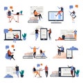 Online Education Flat Icons Royalty Free Stock Photo