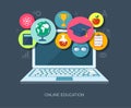 Online education flat illustration Royalty Free Stock Photo