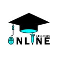 Online education flat symbol, mouse icon, Pencil icon and write. education logo icon graphic Royalty Free Stock Photo