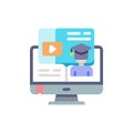 Online education flat vector graphic on monitor screen display Royalty Free Stock Photo