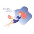 Online education girl student template design concept