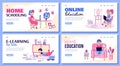 Online education and homeschooling for children, flat vector illustration.