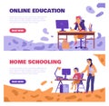 Online education and homeschooling website templates flat vector illustration.