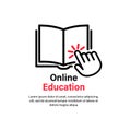 Online education icon. Distance studying. Video guide tutorial, course, seminar, conference, stream, webinar. E learning concept.