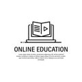 Online education icon. E-learning, audio book. Vector on isolated white background. EPS 10 Royalty Free Stock Photo