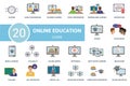 Online Education icon set. Contains editable icons online education theme such as audio conferencing, video conferencing Royalty Free Stock Photo