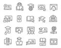 Online education icon set. Editable vector stroke. Royalty Free Stock Photo