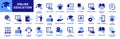 Online Education Icon set. Including Global Education, Audio Course, Tuition Fees, E-learning, Educational Website