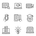 Online education icon set, internet studying course. E-learning, education, online school Royalty Free Stock Photo