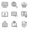 Online education icon set, internet studying course. E-learning, education, online school Royalty Free Stock Photo