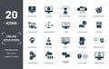 Online Education icons set collection. Includes simple elements such as Video Tutorials, E-Learning, Skill Development, Cloud