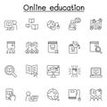 Online education icons set in thin line style Royalty Free Stock Photo