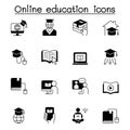 Online education, Online learning icons set vector illustration graphic design Royalty Free Stock Photo