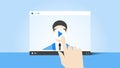Online Education Illustration With Abstract Web Browser And Business Coach On Video Player. Flat Vector Concept Royalty Free Stock Photo