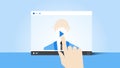 Online Education Illustration With Abstract Web Browser And Business Coach On Video Player. Flat Vector Concept Royalty Free Stock Photo