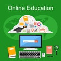 Online education illustration. Flat design illustration concepts for e-learning Royalty Free Stock Photo