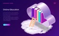 Online education or library isometric concept Royalty Free Stock Photo