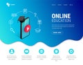 Online education Landing page design concept. Online learning, webinar, distance education, e-learning, training web Royalty Free Stock Photo