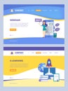 Online education. Landing Trainings webinars e-learning distance courses books vector web page design template Royalty Free Stock Photo