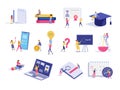 Online education, learning and graduation icon set Royalty Free Stock Photo