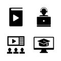 Online Education, Learning. Simple Related Vector Icons Royalty Free Stock Photo