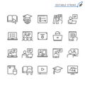 Online education outline icon set