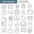 Online education line icons set for web and mobile design Royalty Free Stock Photo