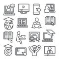 Online education line icons set on white background Royalty Free Stock Photo