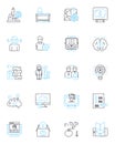 Online education linear icons set. E-learning, Webinar , Distance learning, MOOCs, Virtual classrooms, Edtech, Online Royalty Free Stock Photo