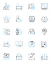 Online education linear icons set. E-learning, Webinar , Distance learning, MOOCs, Virtual classrooms, Edtech, Online